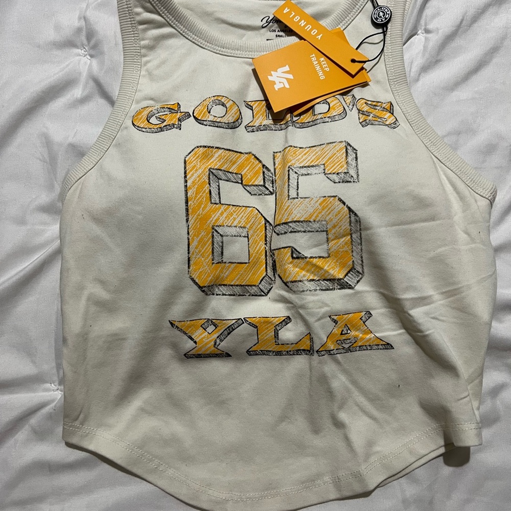 YoungLA Cream and Gold Muscle Tee